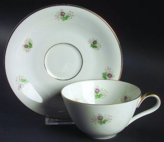 Heinrich   H&C Petite Rose Flat Cup & Saucer Set, Fine China Dinnerware   Heirlo