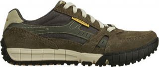 Mens Skechers Relaxed Fit Floater   Olive/Black Suede Shoes