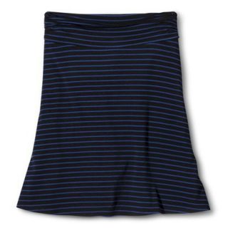 Merona Womens Jersey Knit Skirt   Black/Waterloo Blue Stripe   M