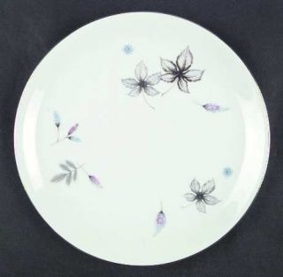 Arlen Wind Song Dinner Plate, Fine China Dinnerware   Pink&Blue Flowers,Gray/Tan