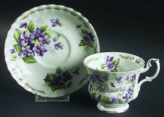 Jaeger Bouquet Of The Month Footed Cup & Saucer Set, Fine China Dinnerware   Var