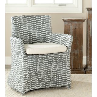 Safavieh St Thomas Indoor Wicker Washed out Grey Arm Chair (GreyMaterials Wicker, wood and cotton fabricFinish GreySeat height 17.3 inchesDimensions 33.1 inches high x 27.2 inches wide x 28 inches deepNumber of boxes this will ship in 1Chairs arrives
