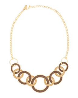 Glitter Circle Link Necklace, Bronze/Golden