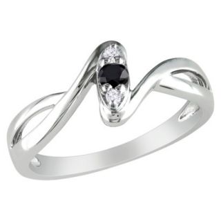 1/10 Carat Black and White Diamond Cocktail Ring   Silver (Size 5)