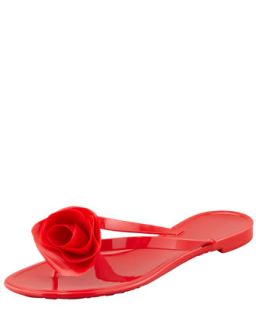 Womens Rose Flip Flop Sandal, Rosso   Valentino