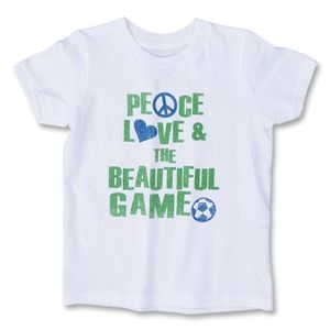 365 Inc Peace Love & The Beautiful Game Youth Soccer T Shirt (White)