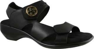 Womens Walking Cradles Lucky   Black Leather Sandals