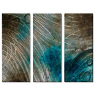 Brittney Hallowell Summer Solstice Metal Wall Art 3 panel Set (LargeSubject AbstractMedium MetalOuter dimensions 23.5 inches high x 32 inches wide x 1 inches deep )