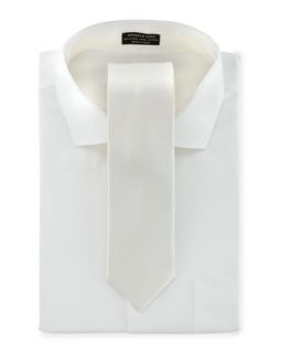 Satin Silk Slim Tie, White