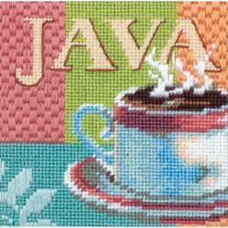 Contemporary Coffee Mini Needlepoint Kit 5x5 Stitched In Floss