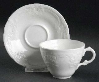 Coalport Sevres White Flat Cup & Saucer Set, Fine China Dinnerware   All White,