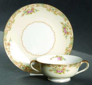 Noritake Camelot (6000) Footed Cream Soup Bowl & Saucer Set, Fine China Dinnerwa