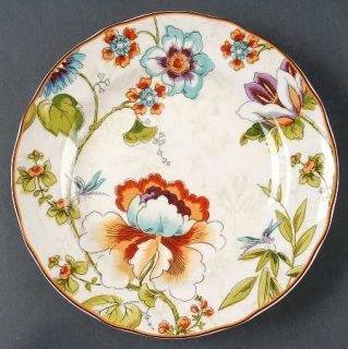 222 Fifth (PTS) Bella Vista Salad Plate, Fine China Dinnerware   Floral,Insects,