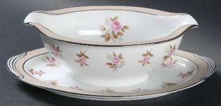 Noritake 5560 Gravy Boat with Attached Underplate, Fine China Dinnerware   Taupe