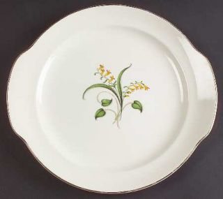 Edwin Knowles Forsythia Handled Cake Plate, Fine China Dinnerware   Yellow Flowe