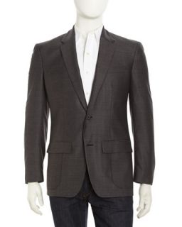Notched Wool Knit Suiting Jacket, Gray
