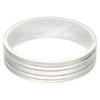 Stainless Steel Polished and Matte Striped Mens Ring   Silver (Size 12)