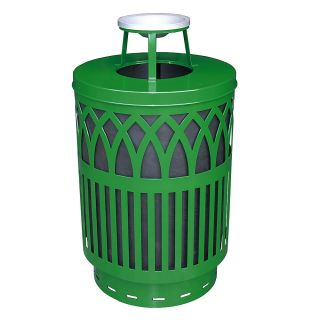 Witt Covington Outdoor Waste Container   23 1/2Dia.X48 1/4H   Green