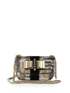 Christian Louboutin Sweet Charity Glitter Leather & Patent Leather Flap Bag   Gl