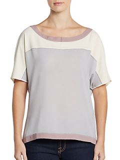 Roley Colorblock Top   Purple Ivory