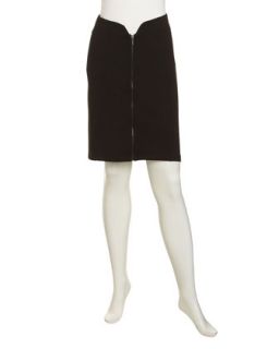 Zip Front Tulip Skirt, Black