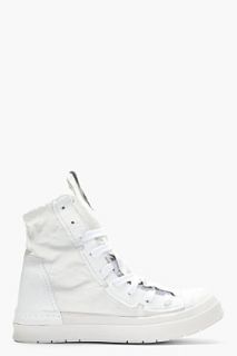 Ca By Cinzia Araia White Canvas And Leather Santiago New Skin Sneakers