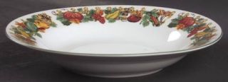 American Atelier Pilgrims Harvest Rim Soup Bowl, Fine China Dinnerware   Fruit &