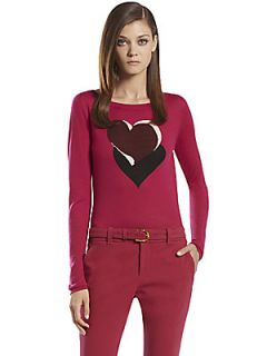 Gucci Cashmere Intarsia Knit Heartbeat Sweater   Pink Red
