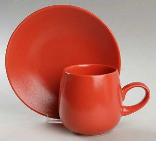 Lindt Stymeist Rso Brights Red (Round) Flat Cup & Saucer Set, Fine China Dinnerw
