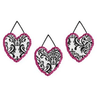 Sweet Jojo Designs Hot Pink, Black and White Isabella Wall Hangings