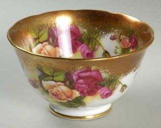 Royal Chelsea Golden Rose Open Sugar Bowl, Fine China Dinnerware   Wide Brushed