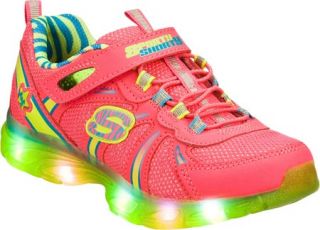Girls Skechers S Lights Glitzies Spark Upz   Pink/Green Casual Shoes