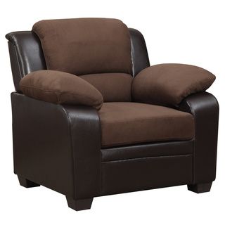 Two tone Brown Microfiber/ Faux Leather Chair