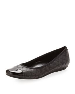 Saucy Quilted Ballerina Flat, Black