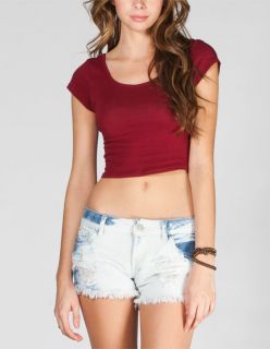 Solid Womens Crop Tee Burgundy In Sizes Medium, X Small, Small, Large