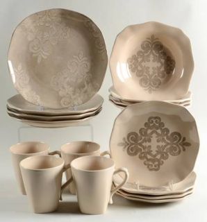 Better Homes and Gardens Antique Scroll 16 Piece Set, Fine China Dinnerware   Cr