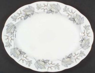 Royal Albert Silver Maple 15 Oval Serving Platter, Fine China Dinnerware   Gray