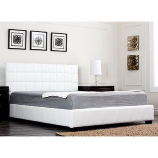 Abbyson Living Torrance White Bi cast Leather Queen size Bed