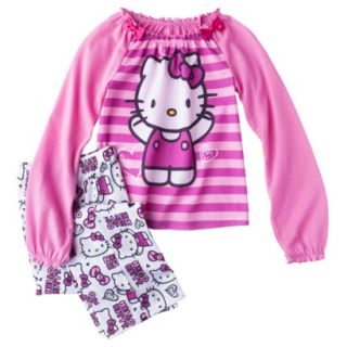 Hello Kitty Girls 2 Piece Long Sleeve Pajama Set   Pink 10