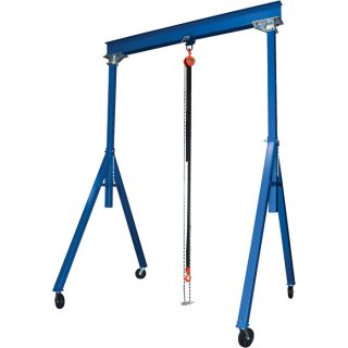 Vestil Adjustable Height Steel Gantry Crane   8000 Lb. Capacity, 180 Inch L x