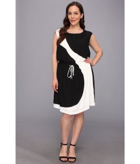 Vince Camuto Plus Size S/S Curved Colorblock Dress Womens Dress (Black)