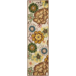 Safavieh Four Seasons Stain resistant Hand hooked Floral Pattern Ivory Rug (23 X 8)