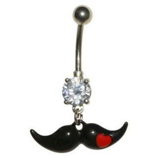 Womens Supreme Jewelry Curved Barbell Belly Ring with Stones   Silver/Clear
