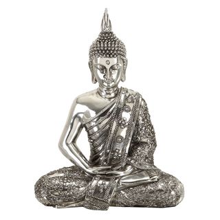 Sitting Buddha Reflective Silver Statue