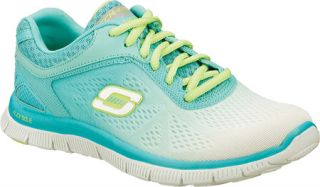 Womens Skechers Flex Appeal Style Icon   White/Mint Casual Shoes