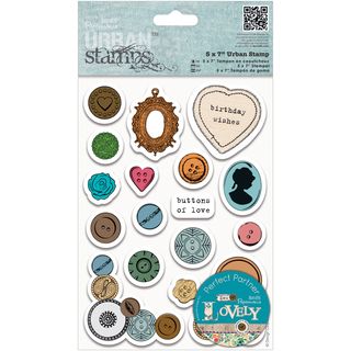 Papermania Sew Lovely Urban Stamps 5x7 mixed Buttons