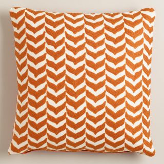 Orange Embroidered Geometric Throw Pillow   World Market