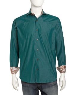 Aramis Paisley Revers Sport Shirt, Green