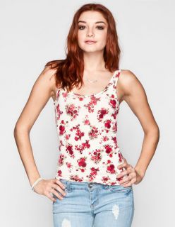 Essential Printed Womens Double Scoop Tank Cream Combo In Sizes Small