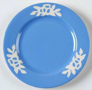 Harker White Rose Blue Bread & Butter Plate, Fine China Dinnerware   White Roses